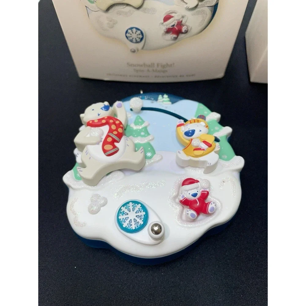 Snowball Fight & Downhill Fun Ornaments. 2008 Spin-A-Majigs. Both Work! Hallmark